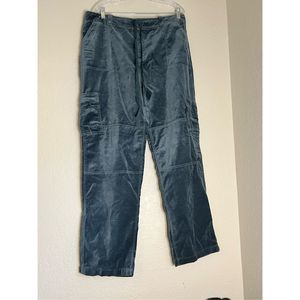 Sundance Velvet Cargo Pants Womens Size 16 Teal Blue Zip Pockets Drawstring new